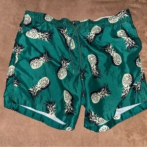 H&M Green Pineapple Swim Shorts